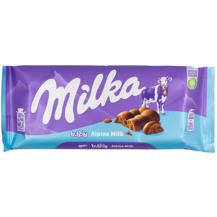 MILKA BUBBLY ALPINE MILK CHOCOLATE 90G