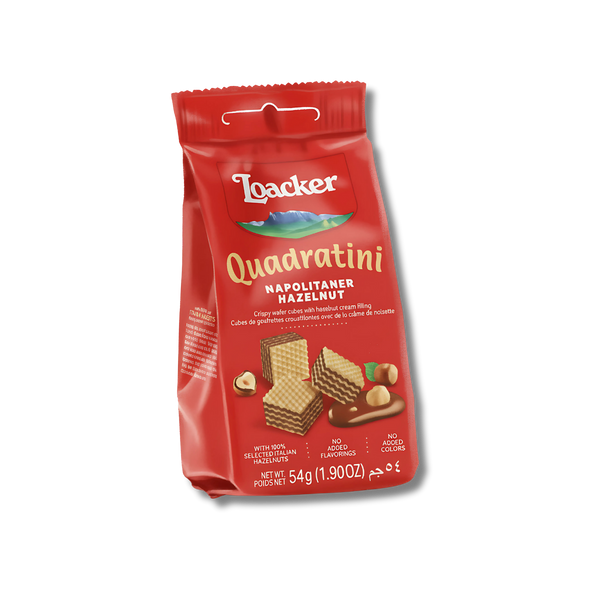 LOACKER QUADRATINI NAPOLITANER HAZELNUT 54G