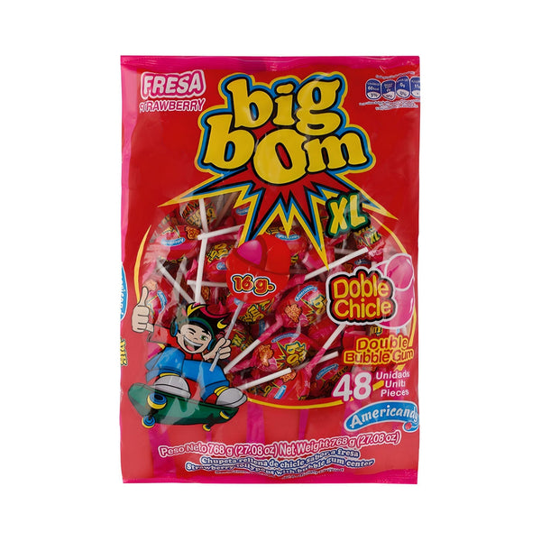 Americandy Big Bom Fresa Strawberry XL Double Chicle Double Bubble Gum 48x16g