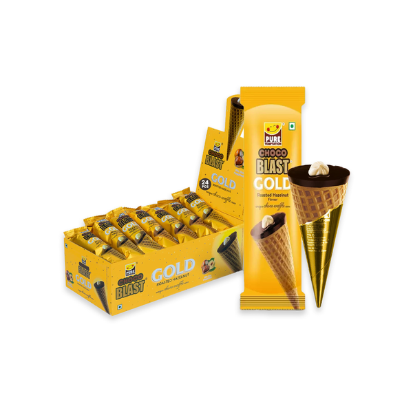 CHOCO BLAST GOLD ROASTED HAZELNUT CHOCO CONE 24X18G