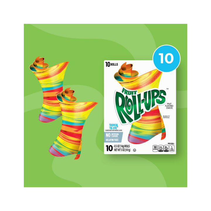 Fruit Roll-Ups Fruit Flavored Snacks Tropical Tie-Dye 141g