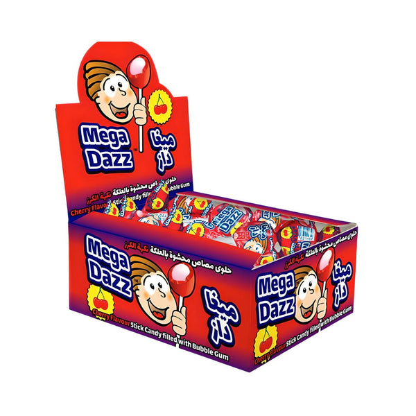 Mega Dazz Cherry Flavor Stick Candy with Bubble Gum 60x21g (1)