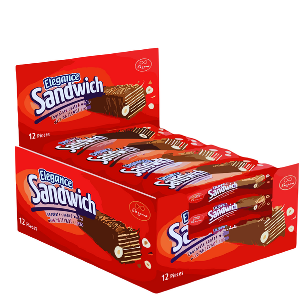 Elegance Sandwich Chocolate Coated Wafer with Hazelnut Cream 12x50g