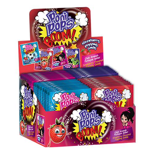 Poni Pops Boom Strawberry Flavour Candy 40x4g
