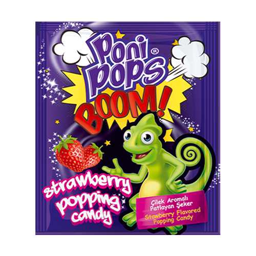 Poni Pops Boom Strawberry Flavour Candy 40x4g