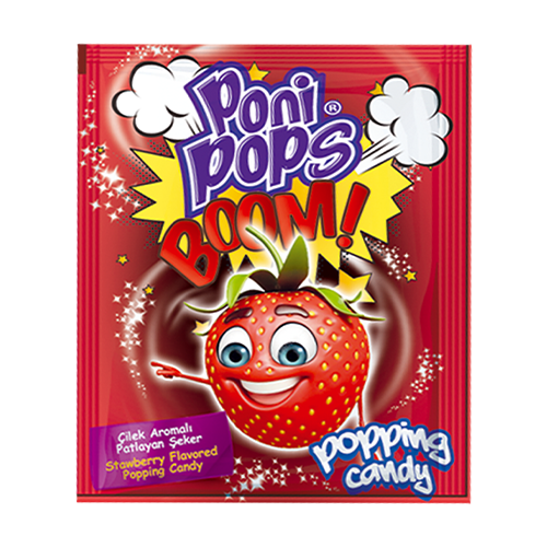 Poni Pops Boom Strawberry Flavour Candy 40x4g
