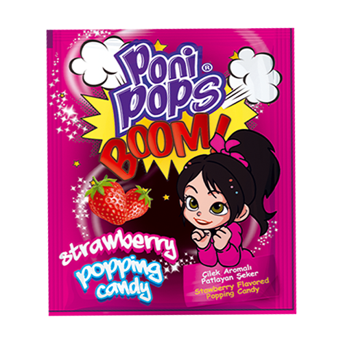 Poni Pops Boom Strawberry Flavour Candy 40x4g