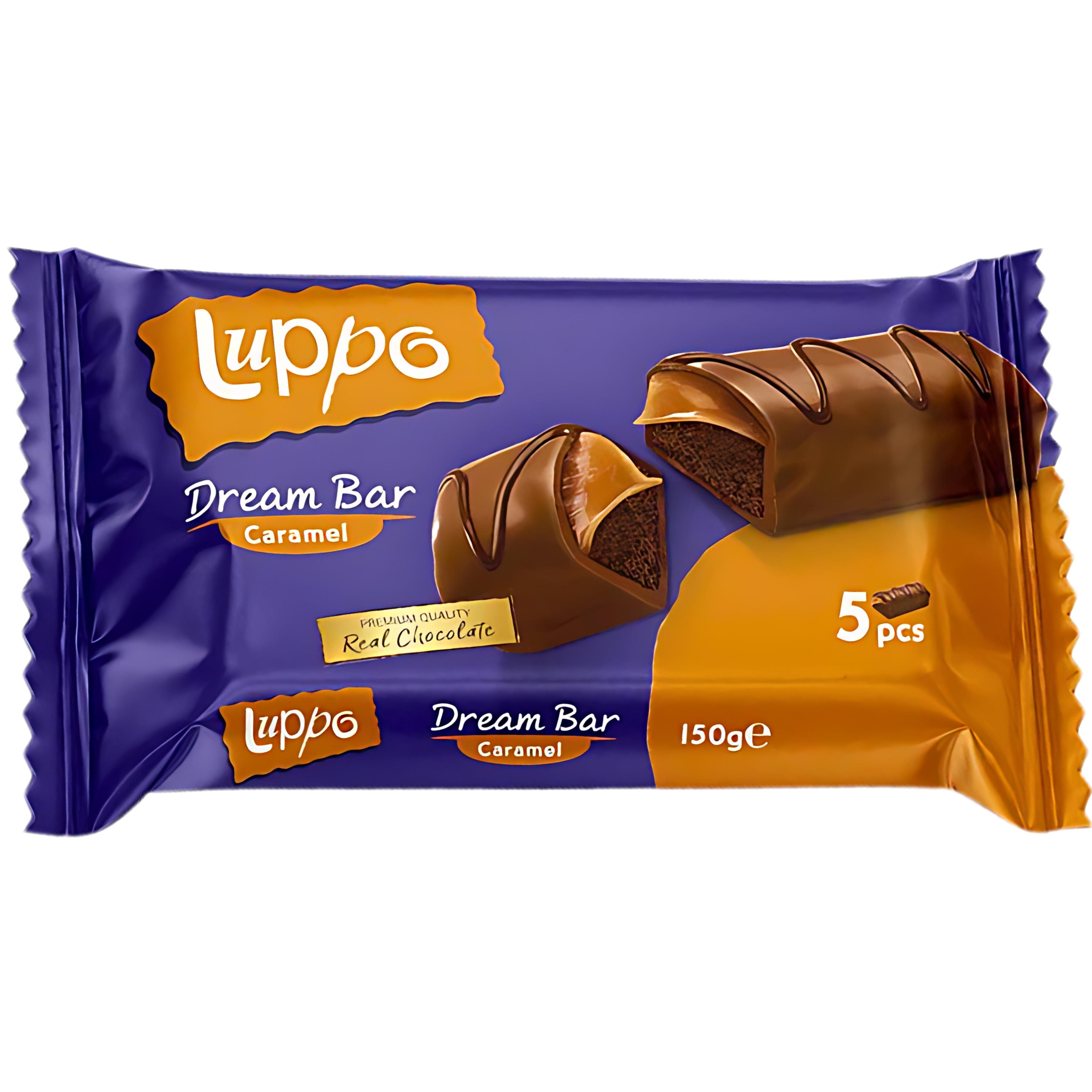 LUPPO CARAMEL DREAM BAR MILK CHOCOLATE COATED CAKE 5X30G