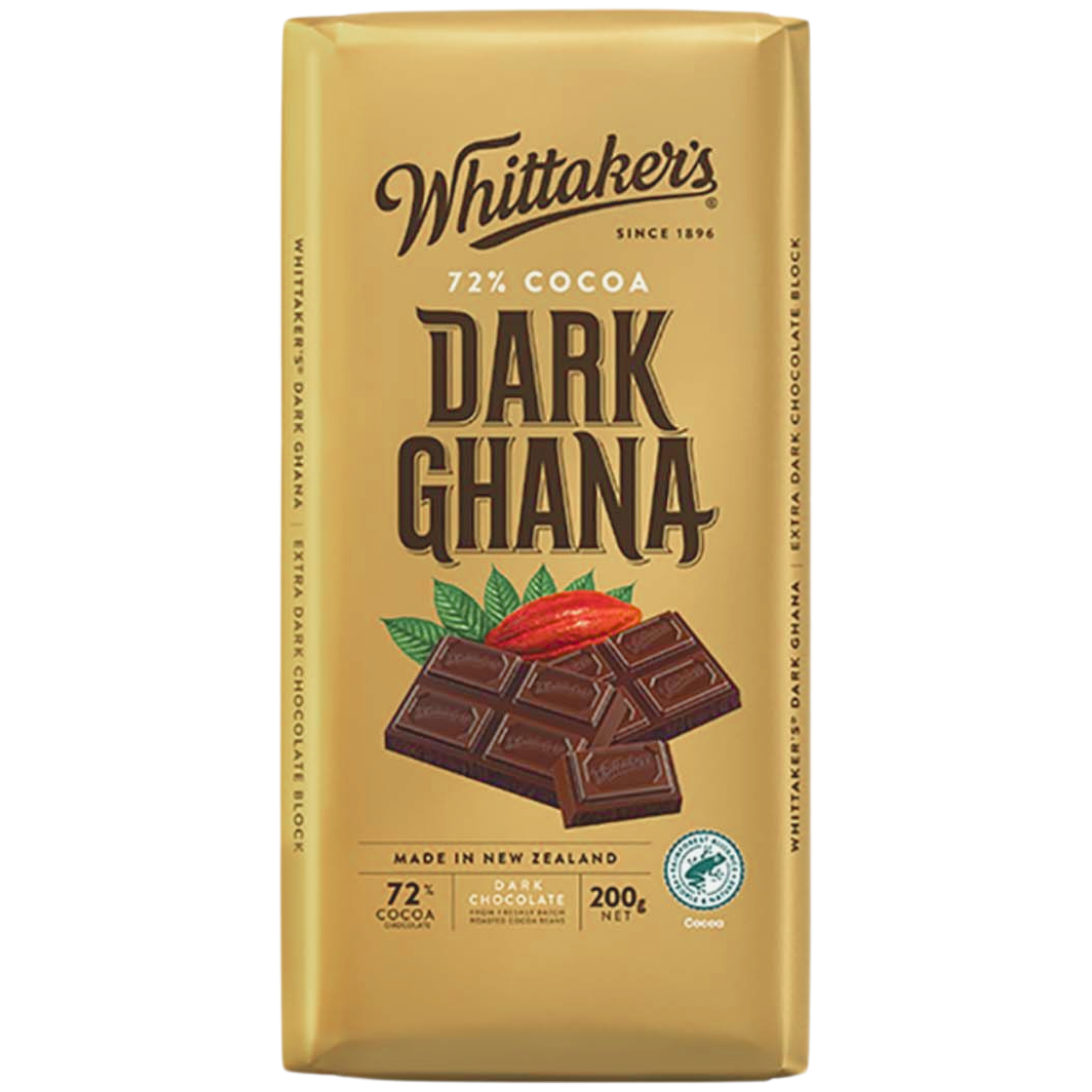 WHITTAKERS 72% COCOA DARK GHANA WITH MILK CHOCOLATE 200G