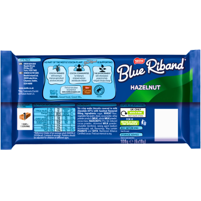 NESTLE BLUE RIBAND WITH HAZELNUT 6X18G