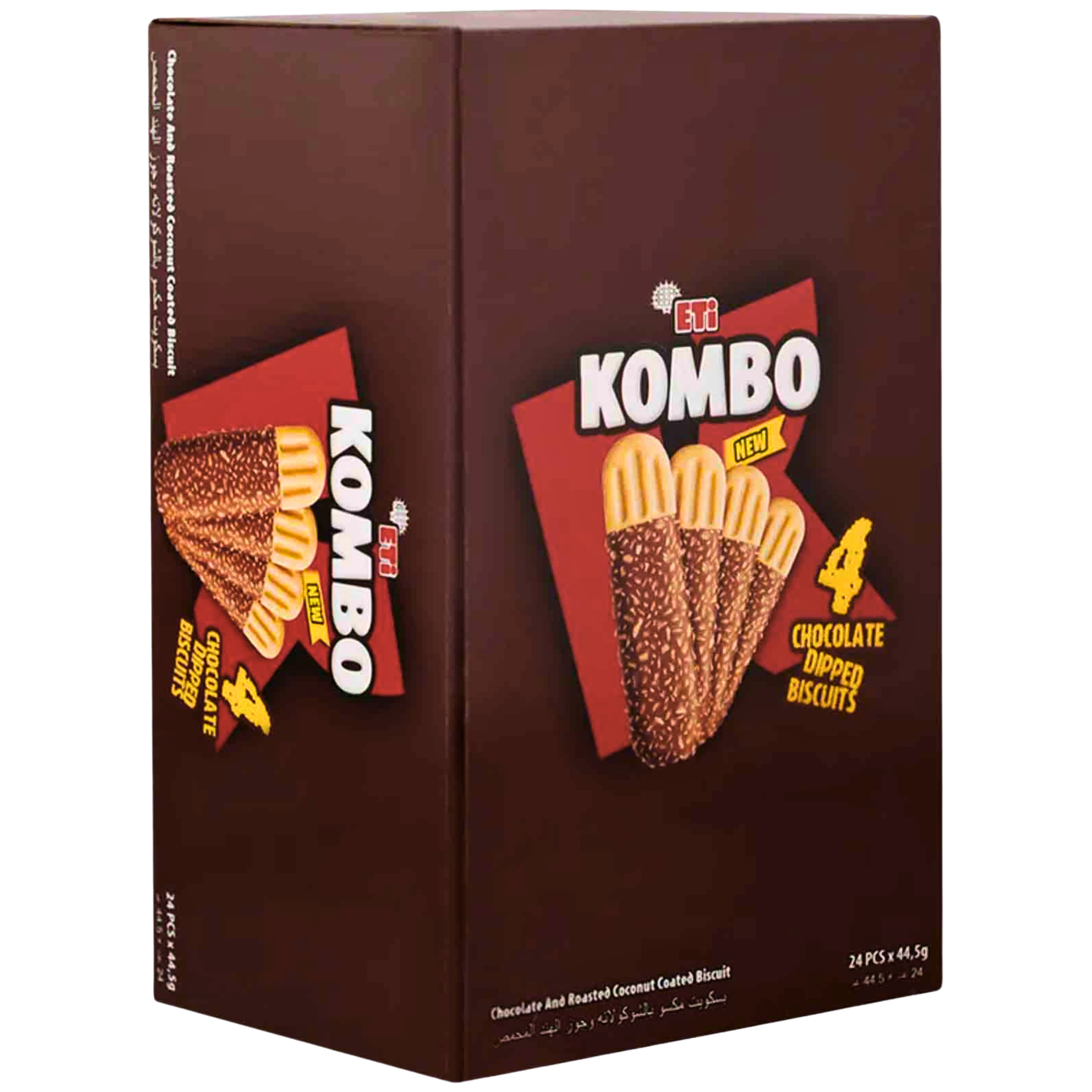 ETI KOMBO ROASTED COCONUT COATED CHOCOLATE DIPPED BISCUITS 24X44.5G