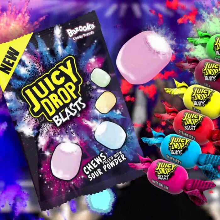 Bazooka Juicy Drops Blast Chews Filled with Sour Powder 45g - Al-hudaydah