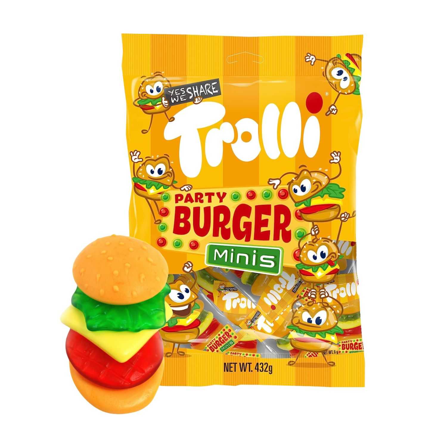 Trolli Party Burger Minis, 60 Pcs, Tub