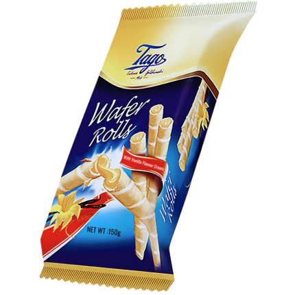 TAGO WAFER ROLLS WITH VANILLA FLAVOUR CREAM 150G