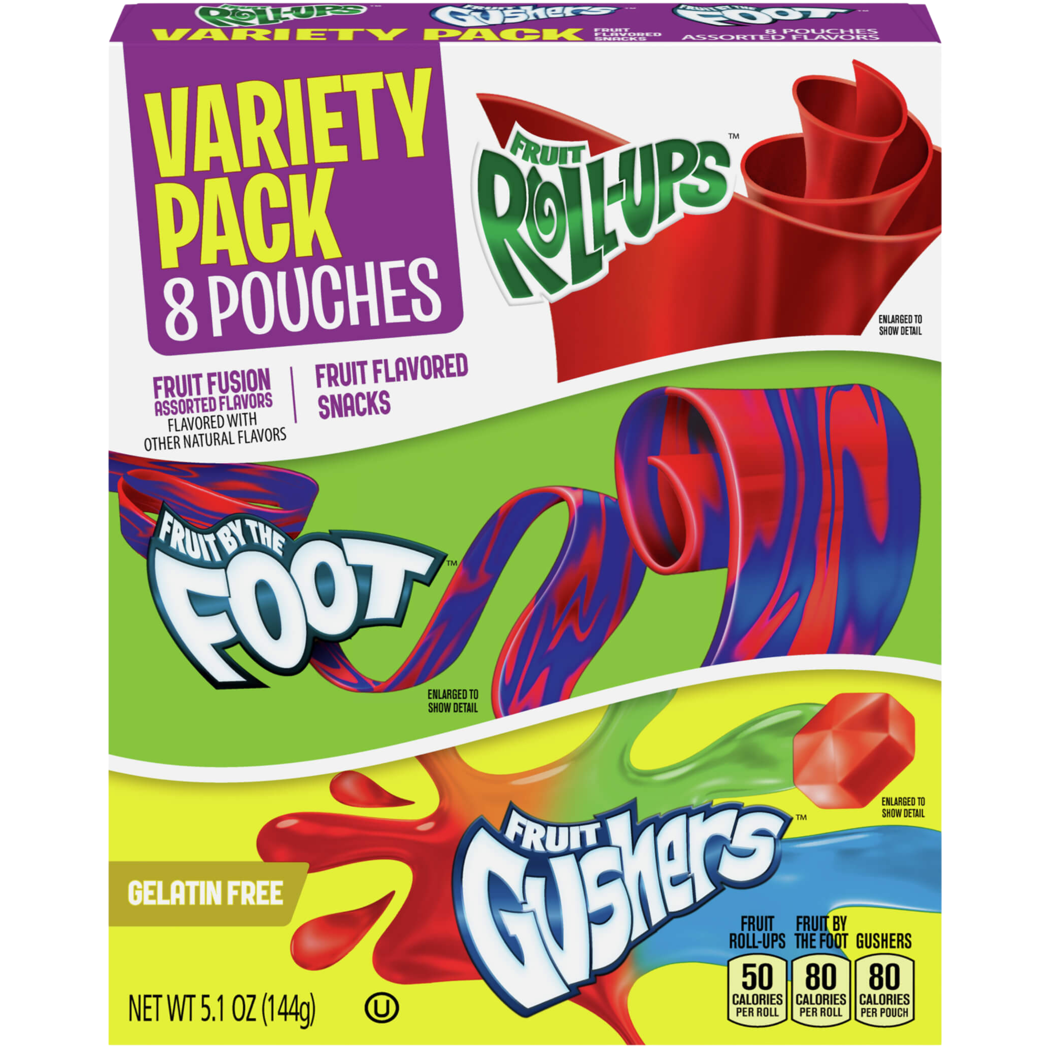 FRUIT ROLL-UPS FRUIT FLAVORED SNACKS, ASSORTED FLAVORS, VARIETY PACK 8X18G