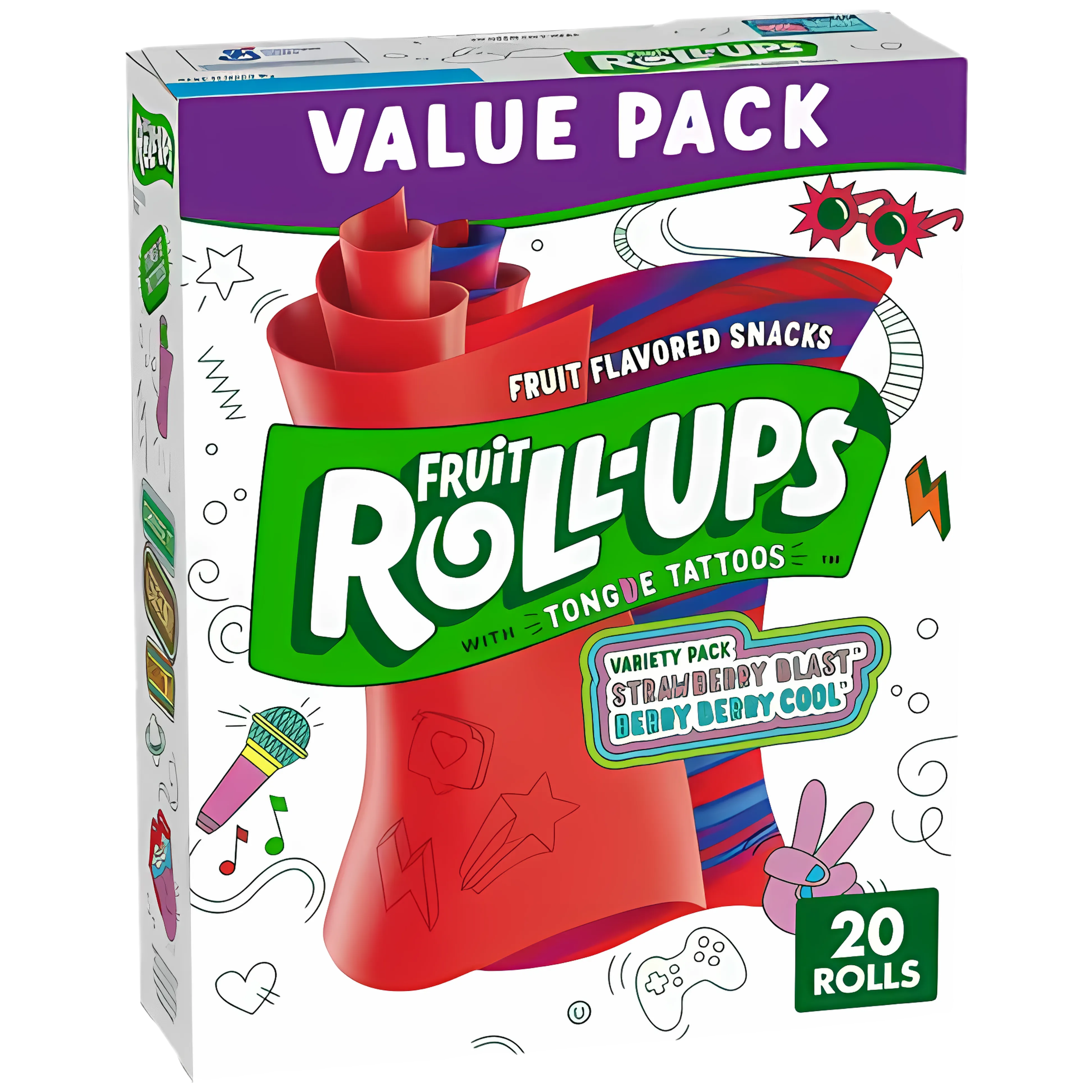 ROLL UPS STRAWBERRY & BERRY FRUIT FLAVOUR ROLLS 20X14G