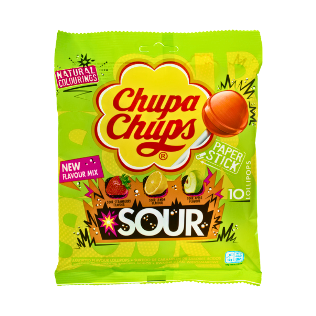 Chupa Chups Sour New Flavor Mix Lollipop 10Pcs*12gr