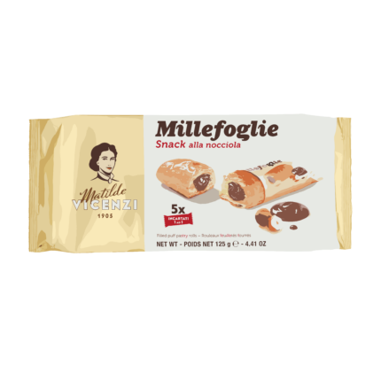 Millefoglie Snack Alla Nocciola Sugar Coated Puff Pastry 125g