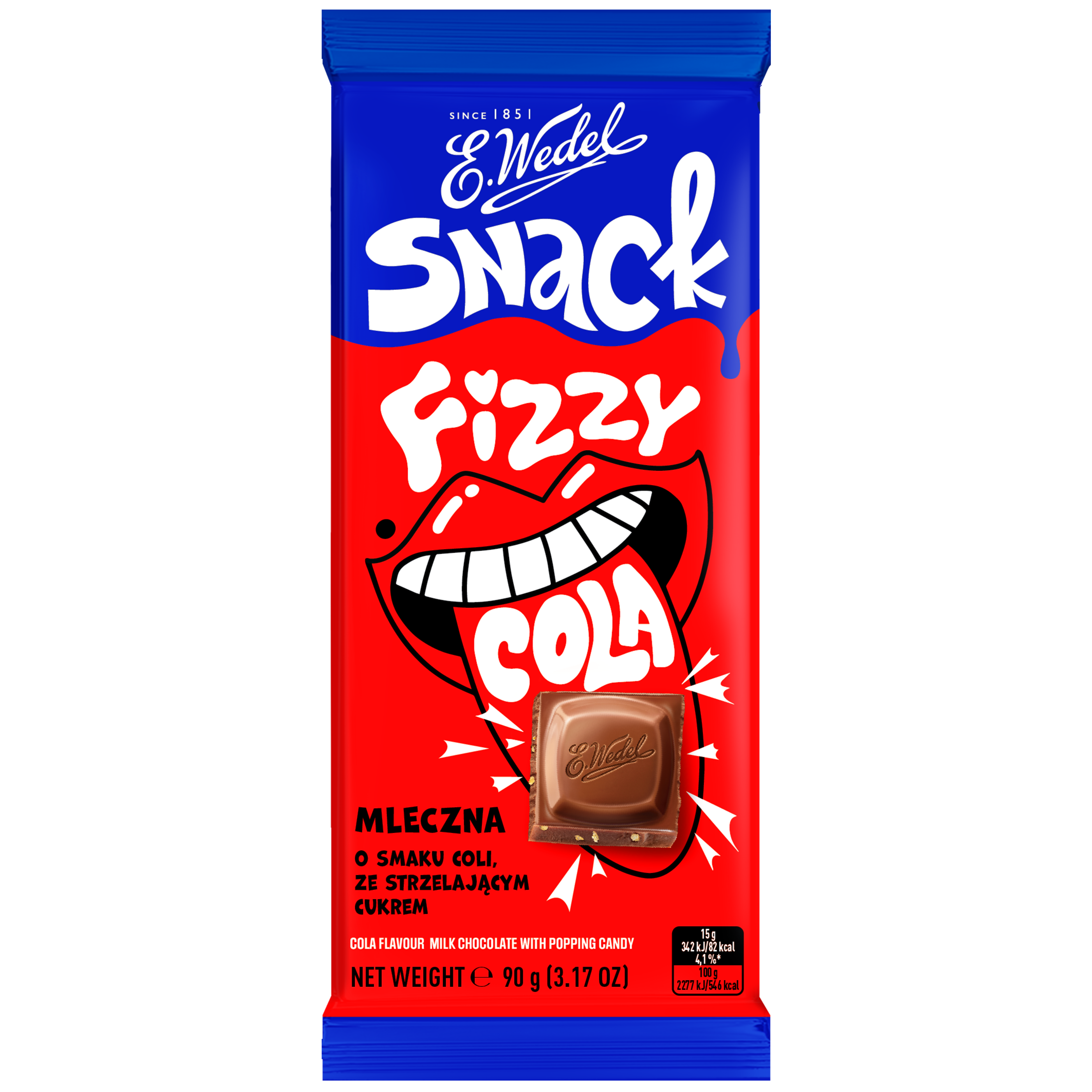 E.WEDEL SNACK FIZZY COLA FLAVOUR WITH POPPING CANDY CHOCOLATE 90G